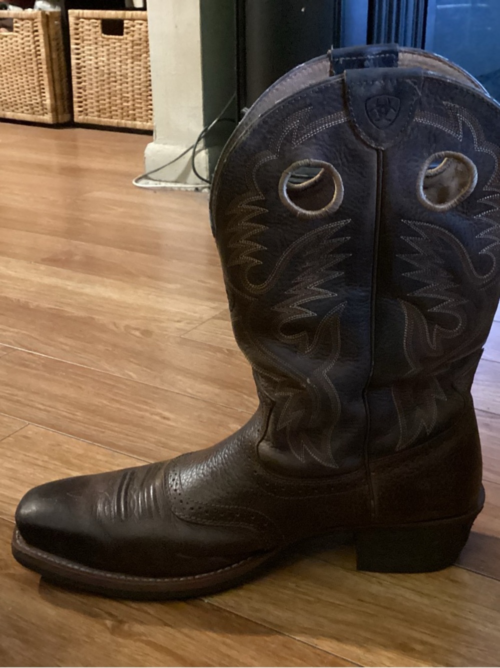 Ariat Heritage Brown Leather Pull-On Western Cowboy Boots Big & Wide Size 14EE